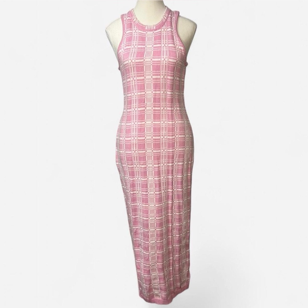 Fashion Nova Pink Checkered Midi Dress size Large‎